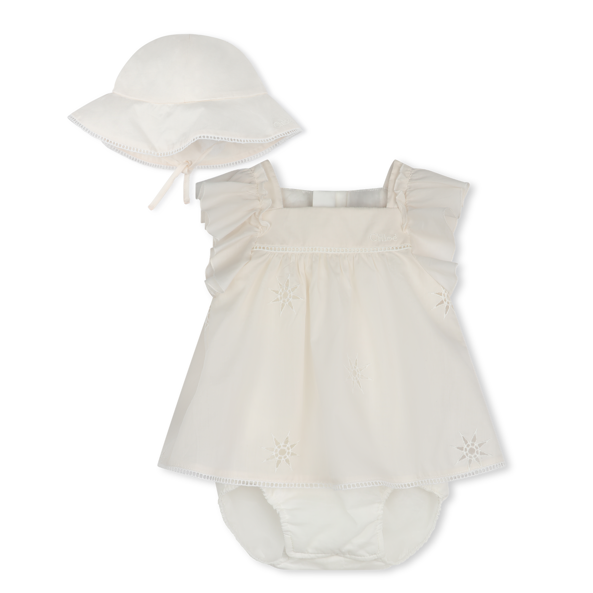 Chloé Kids embroidered-design organic cotton dress - White