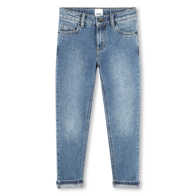 Mens And Womens Dark Blue Denim Jeans Pants Isolated On White