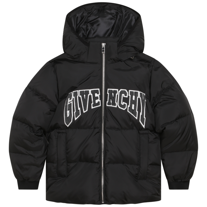 Hooded zipped bomber jacket