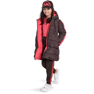 Youth Girls Michael Kors Black Monogram Puffer Jacket MK Coat Size